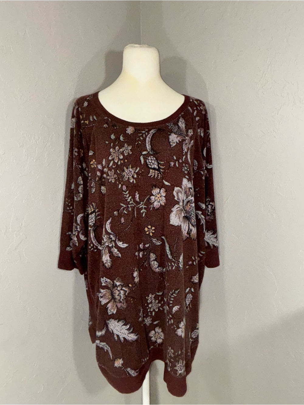Maurices Brown Floral Knit Tunic